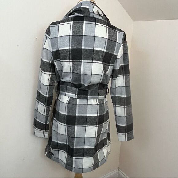 Matilda Jane Check It Twice Black / White Jacket Plaid Blanket Wrap XS/S - Picture 4 of 6